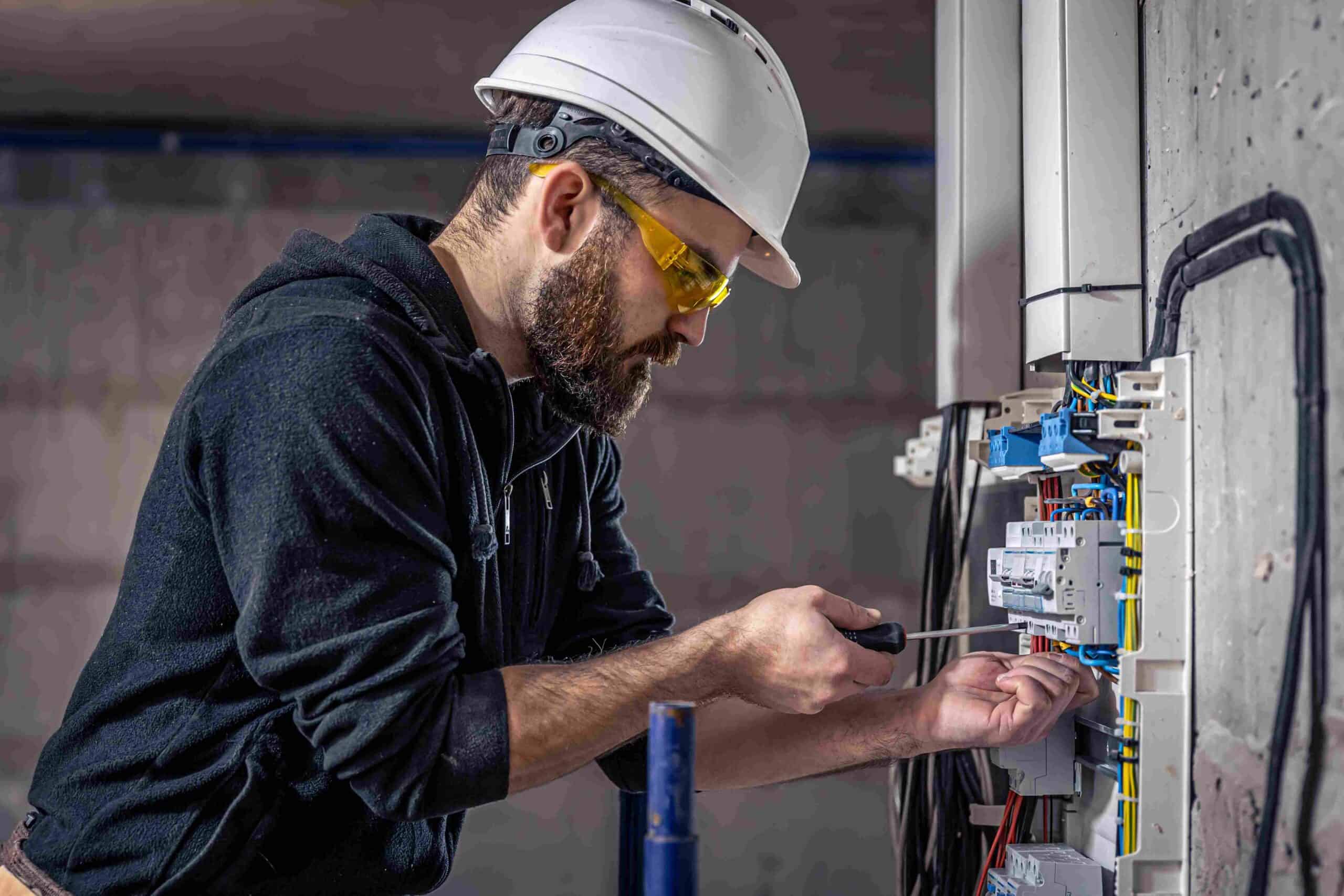An electrician fixing some issues